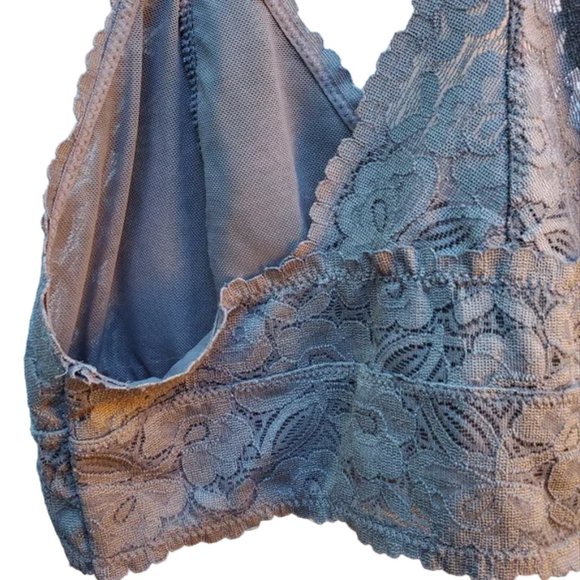 Intimately Free People Galloon Lace Racerback Bralette Floral Wireless V-neck L - Picture 6 of 14